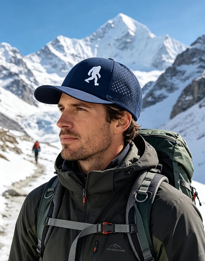 Embroidered Bigfoot Quick Dry Hats for Men and Women with Laser-Cut Mesh & Curved Brim