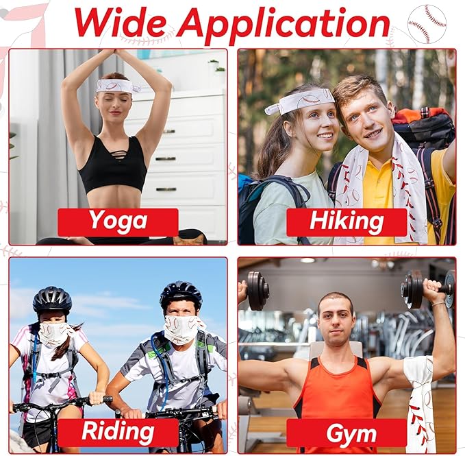 30Pcs Baseball Cooling Towels for Neck and Face 40 x 12 Inch Baseball Sports Team Gifts Workout Ice Towel for Gym Sweat Microfiber Breathable Chilly Bulk Neck Wraps for Athletes Camping Travel Outdoor
