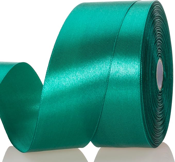 1 1/2 Inch Teal Solid Satin Ribbon, 50 Yards Craft Fabric Ribbon by YASEO