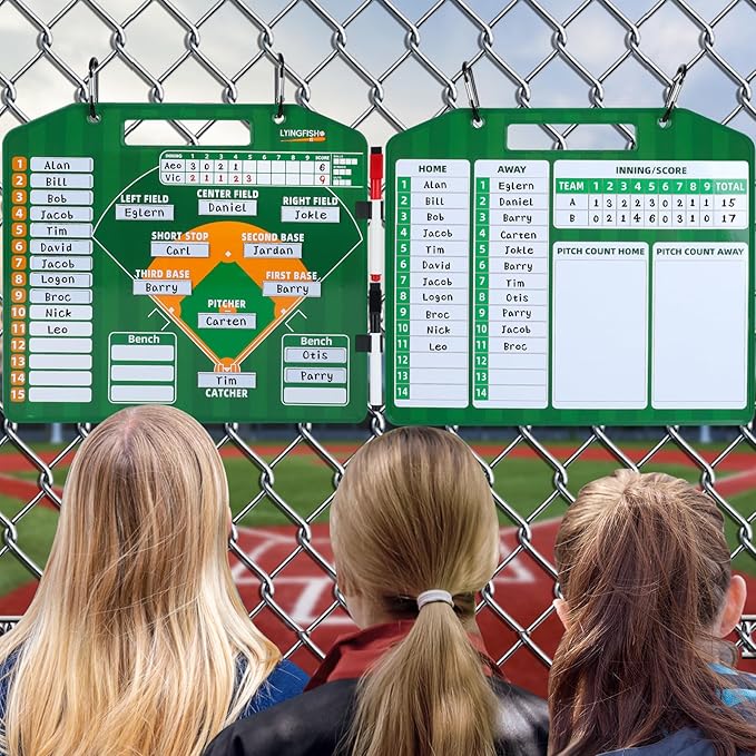 Magnetic Baseball Lineup Board，Baseball Lineup Cards Baseball Lineup Board For Dugout Baseball Accessories 40 Sheets Lineup Cards Baseball Clipboard for Coaches Baseball Coaching Accessories