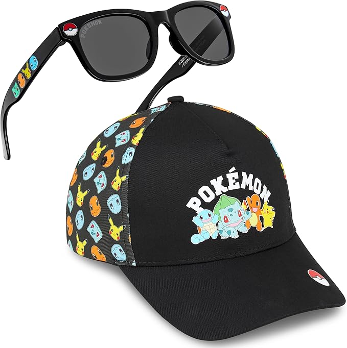 Get Trend Pokemon | Minecraft | Fortnite | Super Mario Kids Baseball Cap, Sunglasses Set UV Protection, Gamer Gifts for Boys
