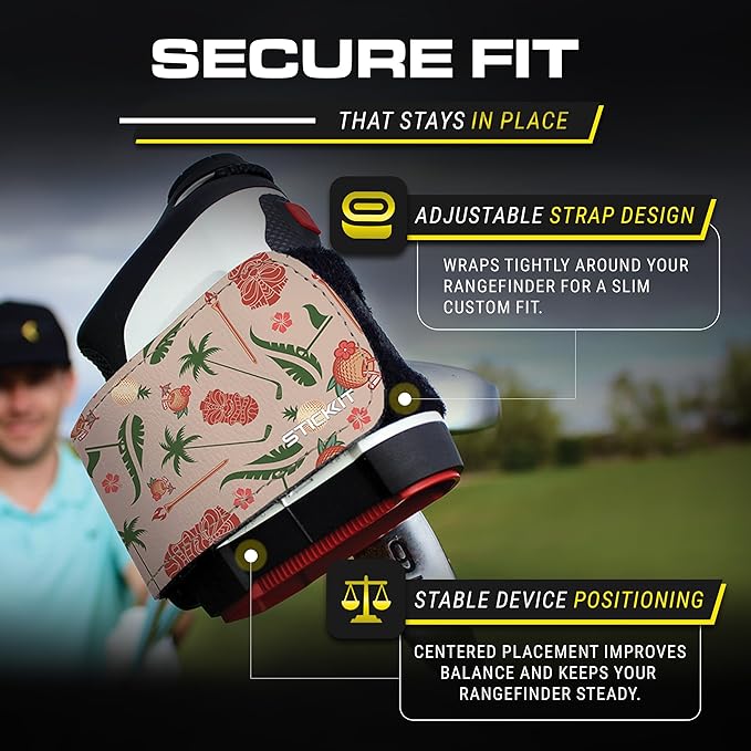 STICKIT Magnetic Rangefinder Strap | Strong Magnet Securely Holds to Golf Carts and Golf Clubs for Easy Access | Slim, Form Fitting, Size Adjustable