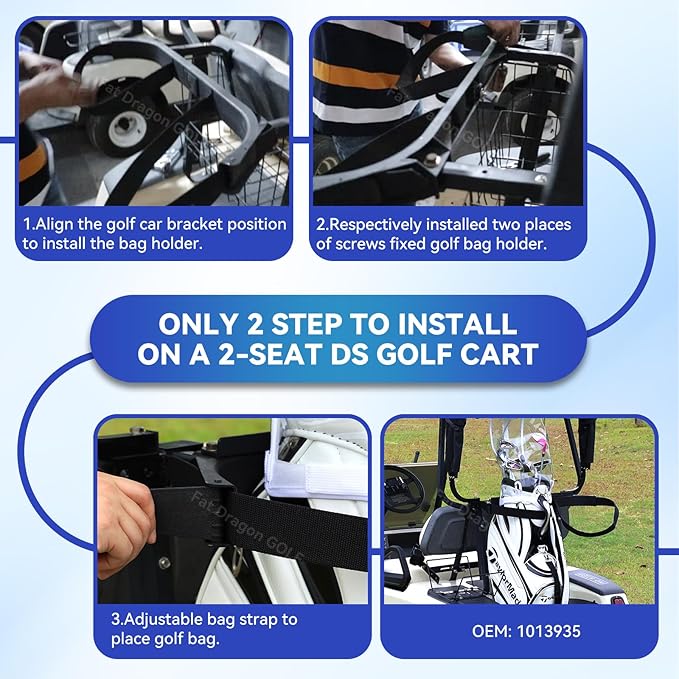 Panglong 2 Seat DS Golf Cart Bag Holder with Screws, Golf Bag Attachment for 1987-Up Club Car DS 2 Seat Models, OEM #1013935