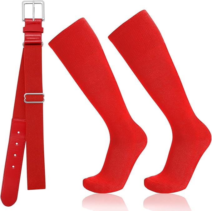 Baseball Socks and Belt Combo for Youth Adult - Softball Socks and Belt for Boys and Girls
