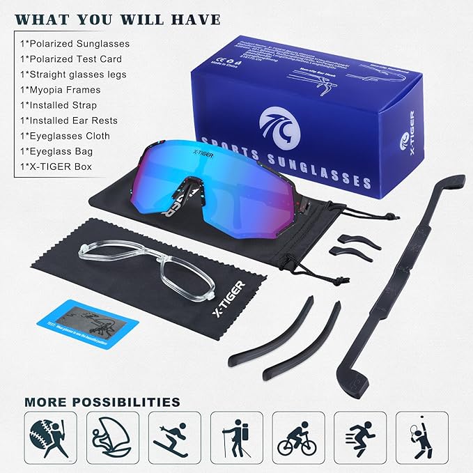 X-TIGER Polarized Youth Baseball Sunglasses UV400 Kids Sunglasses Boys Girls 8-12 Youth for Softball Cycling Sports Glasses