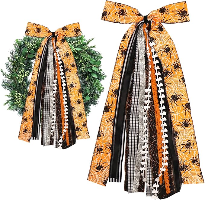 Large Halloween Ribbon Bow for Wreath by Unknown