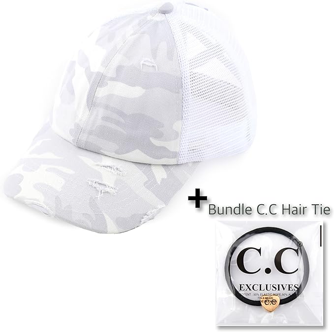 C.C Ponycap Messy High Bun Ponytail Adjustable Glitter Mesh Trucker Baseball Cap