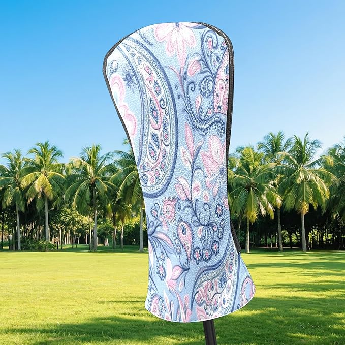 Golf Headcovers Fits Driver Hybrid Fairway 3/5 Wood, Waterproof PU Leather Golf Club Protector, Ideal Sports Accessories & Golfer Gift Colorful Geometry