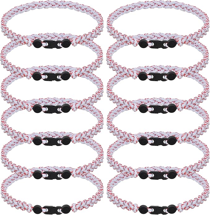 12Pack Baseball Necklaces for Boys, 18inches Braided Rope Tornado Titanium Sports Necklaces, Ideal for Baseball Team Gifts, Party Favors, Baseball Accessories Drip，Multi-Color