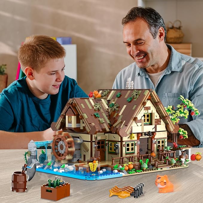 Wood Cabin Building Set with Light, Big House Construction Model - Image 2
