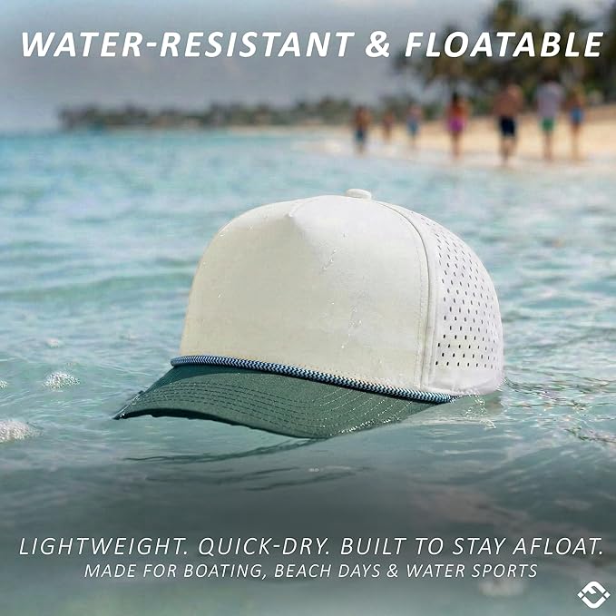 Funky Junque Performance Waterproof Golf Rope Hat – Cool Breathable Workout 5 Panel Snapback Cap for Men