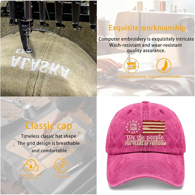U.S. 250th Anniversary 250 Years Freedoms 1776-2026 Baseball Hats Funny