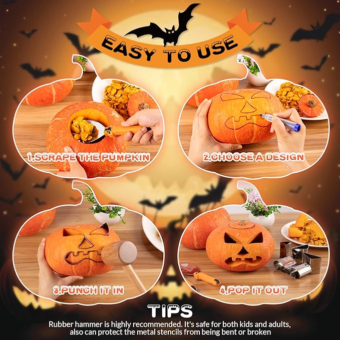 Pumpkin Carving Kit Halloween, Safe and Easy Pumpkin Carving Set - Image 4