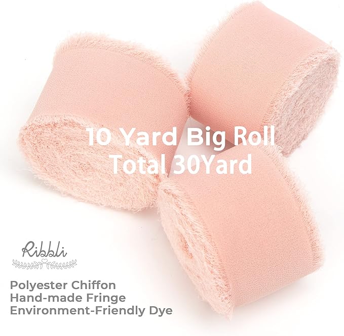 Ribbli Blush Pink Chiffon Ribbon - Image 2