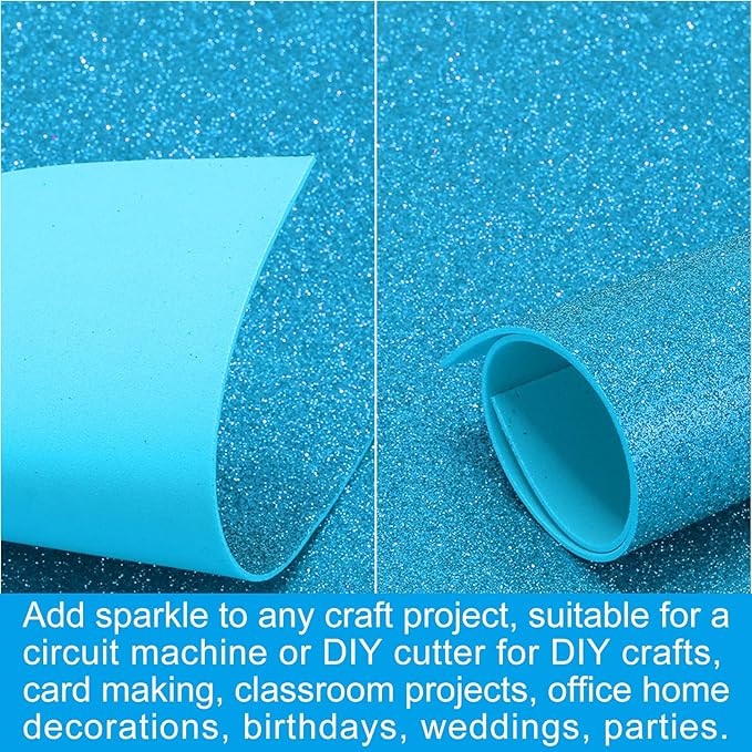 PATIKIL 2mm Thick Non Adhesive Glitter Foam Sheet 16x24inch Light Blue - Image 5