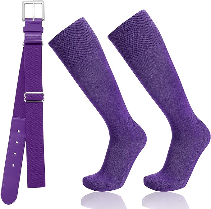 Baseball Socks and Belt Combo for Youth Adult - Softball Socks and Belt for Boys and Girls