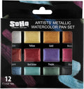 Soho Urban Artist Metallic Watercolors Set – 12 Vibrant Metallic Half Pans in by SoHo+Urban+Artist