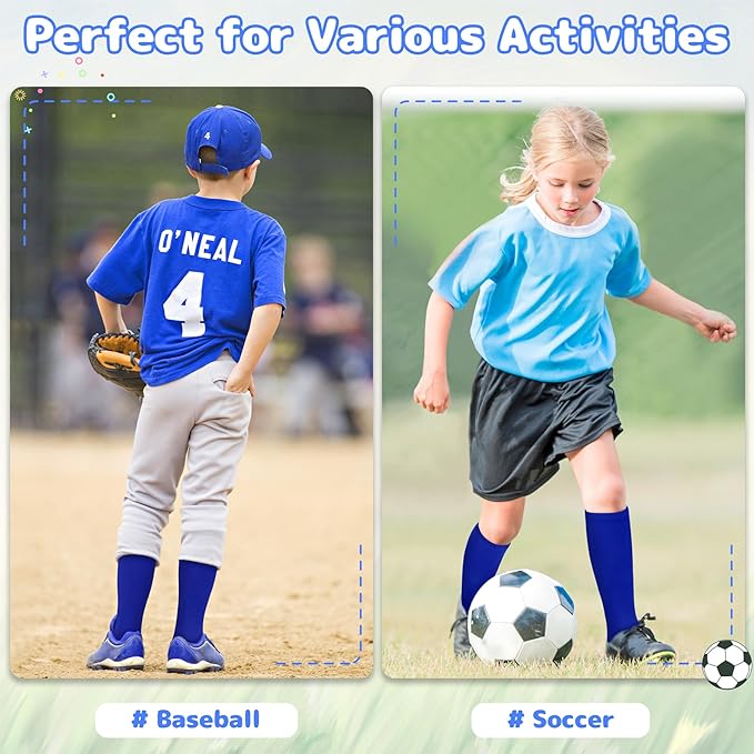 Olreco Toddler Soccer Socks Kids Baseball Socks Youth Softball Sock for Girls Boys Football Sock Boys Athletic Accessories