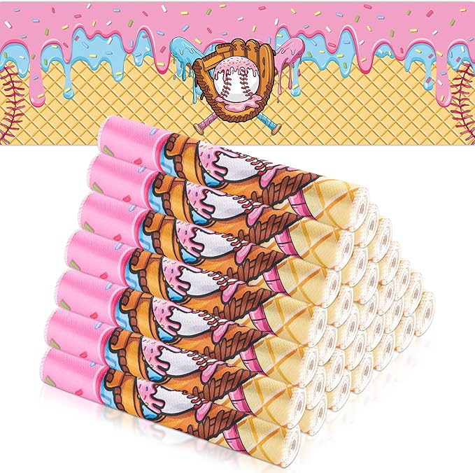 30Pcs Ice Cream Drip Baseball Cooling Towels for Neck and Face 40 x 12 Inch Sports Team Gifts Ice Towel for Gym Sweat Microfiber Breathable Chilly Bulk Neck Wraps for Athletes Camping Travel Outdoor