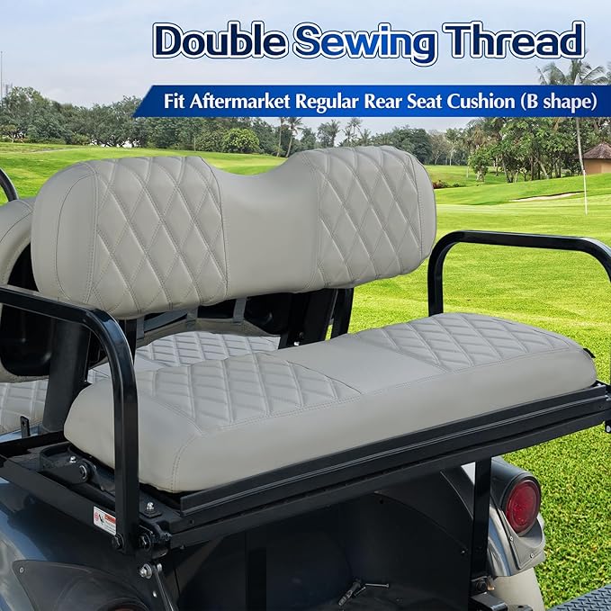 NOKINS 4PCS Golf Cart Diamond Seat Covers Kit,Front and Rear Seat Covers for Club Car Precedent/EZGO TXT/Yamaha Original Regular Seat Cushion (Oysters Grey, Fit Yamaha Drive/Drive 2)