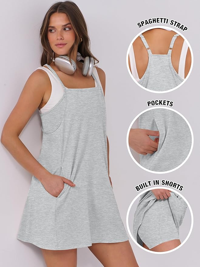 ANRABESS Women Summer Dress 2026 Beach Vacation Outfits Tennis Athletic Workout Romper Dress Built in Shorts Travel Clothes