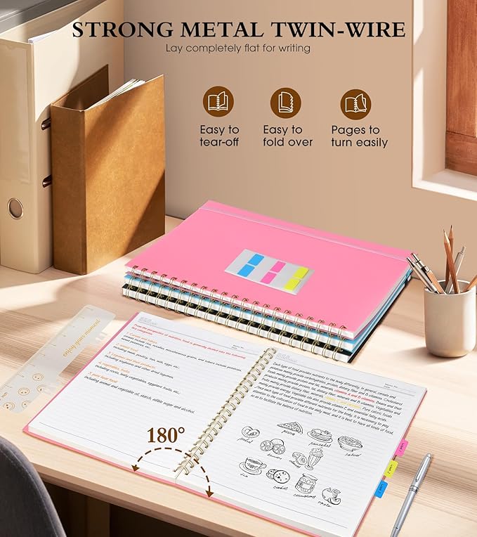Spiral Notebook Journal 8.5” x 11”, A4 Large Pink Notebooks - Image 6