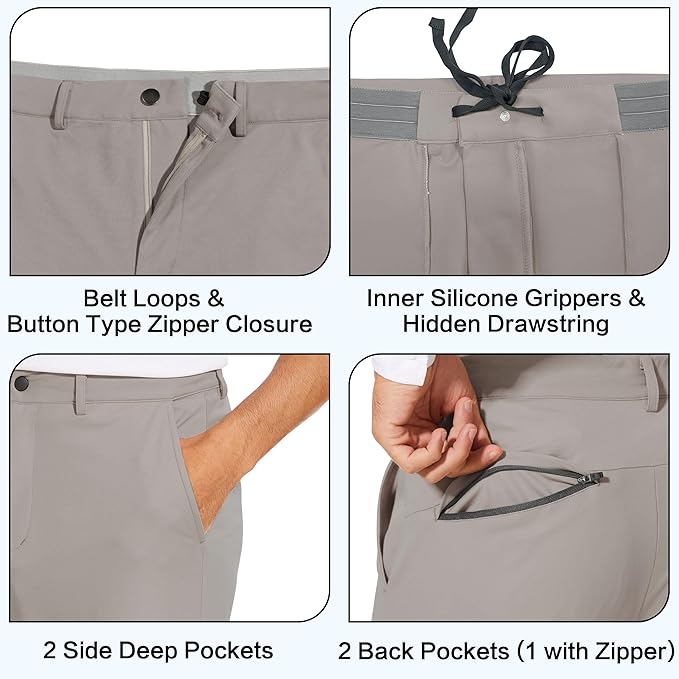 JWM Men's Stretch Golf Joggers Pants with Belt Loops - 29" 34" Slim Fit Tapered Casual Business Travel Dress Work Sweatpants