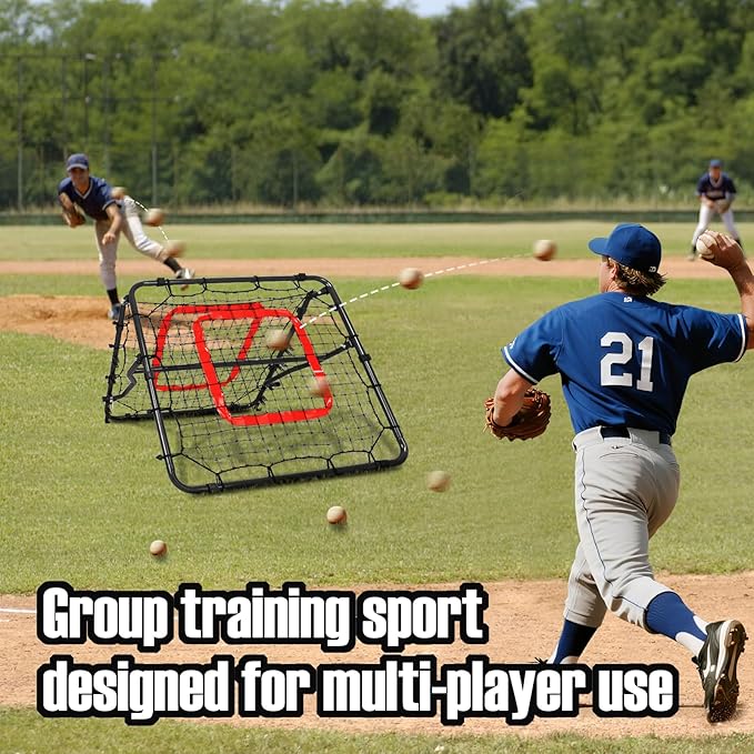 Storgem Baseball Softball Rebounder Net, Pitch Back Rebound Net,Soccer Rebound Net, Fielding Rebounder,Double Sided Adjustable Multi-Sports Pitching Rebound Net for Throwing Practice