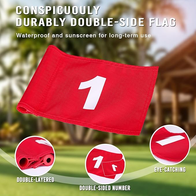 2 or 4 Set 3Ft Golf Flagstick Mini Putting Green Pin Flag for Yard, with Hole Cup Set, Double-Side Numbered Golf Flags for Portable Practice