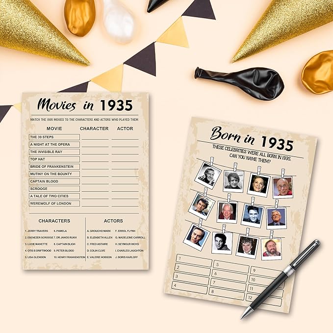 90th Birthday Party Games, Born in 1935 Games Bundle, Birthday Party Supplies - Image 5