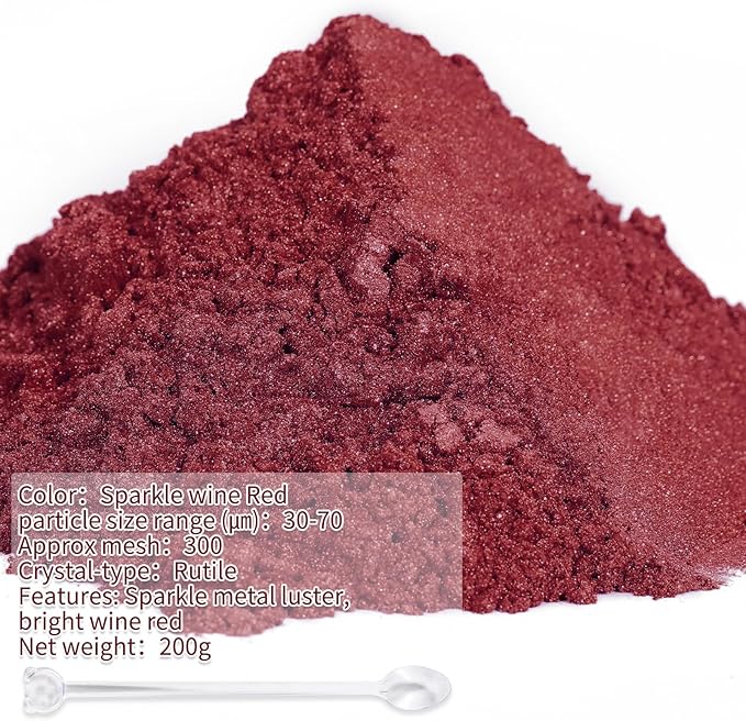 Mica Powder, 200g/7.33oz Large Jar, Sparkle Wine Red Mica Powder Pigment - Image 2