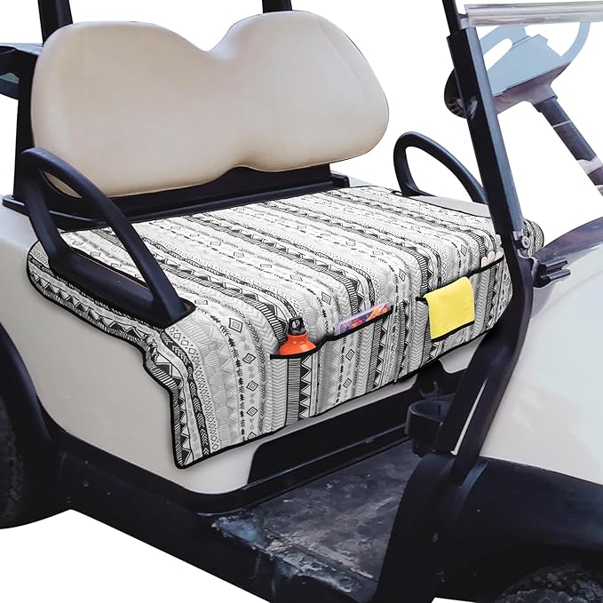 Golf Cart Seat Covers, Universal Golf Cart Seat Towel Blanket with 4 Front Pockets & Nonskid Bottom Fits for EZGO, Yamaha, Club Car and More 2 Person Seats Golf Carts