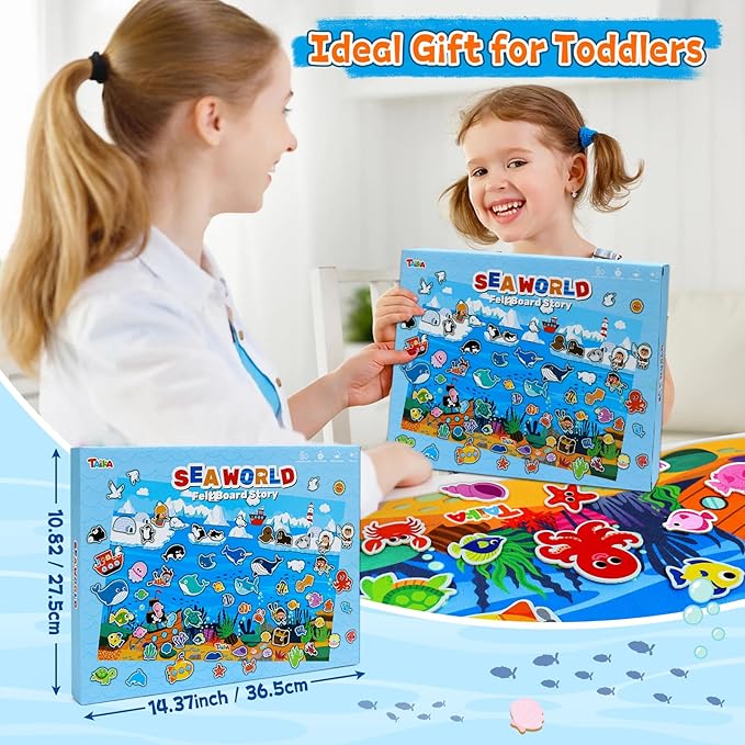 Taika 70 Pcs Ocean Felt Story Board Set, 43x28 inch Interactive Felt Story - Image 5