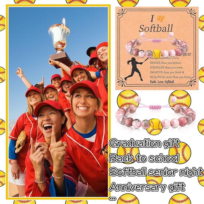 12 Set Sport Adjustable Beaded Bracelets Gifts Football Softball Soccer Volleyball Golf Basketball Hockey Bracelets for Women Men Adjustable Beaded Accessories