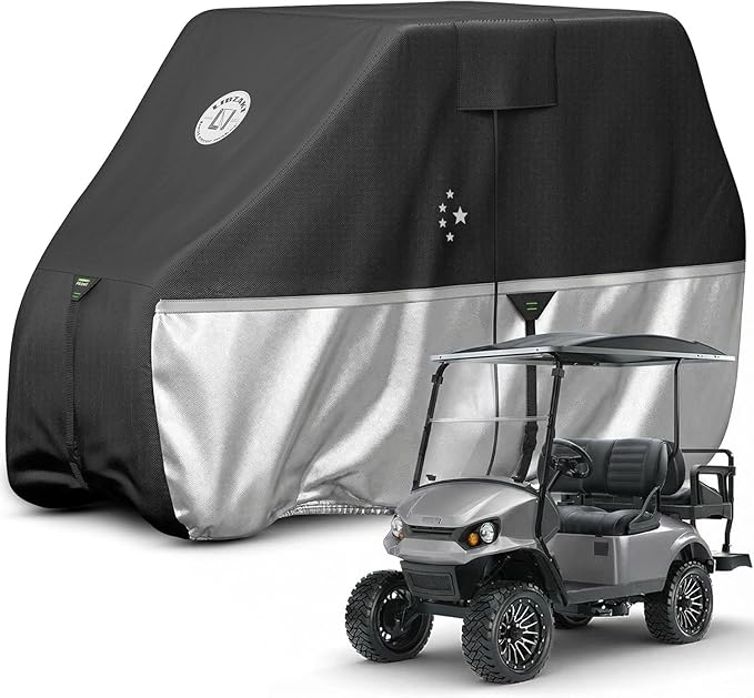 Waterproof Golf Cart Cover, Heavy Duty Marine Grade Fabric, Universal Fits for Most Brand 2/2+2/4+2 Passengers Yamaha, Honda, Club Car, EZGO Golf Cart