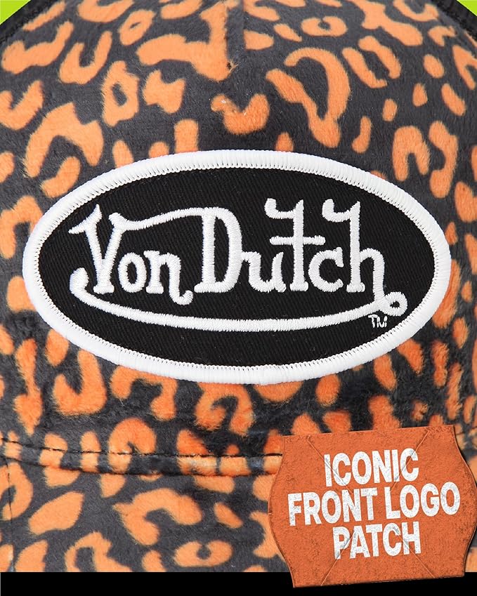 Von Dutch Unisex Trucker Hat - Velvet Curved Bill Mesh Back Retro Classic Adjustable Snapback Baseball Cap for Men and Women
