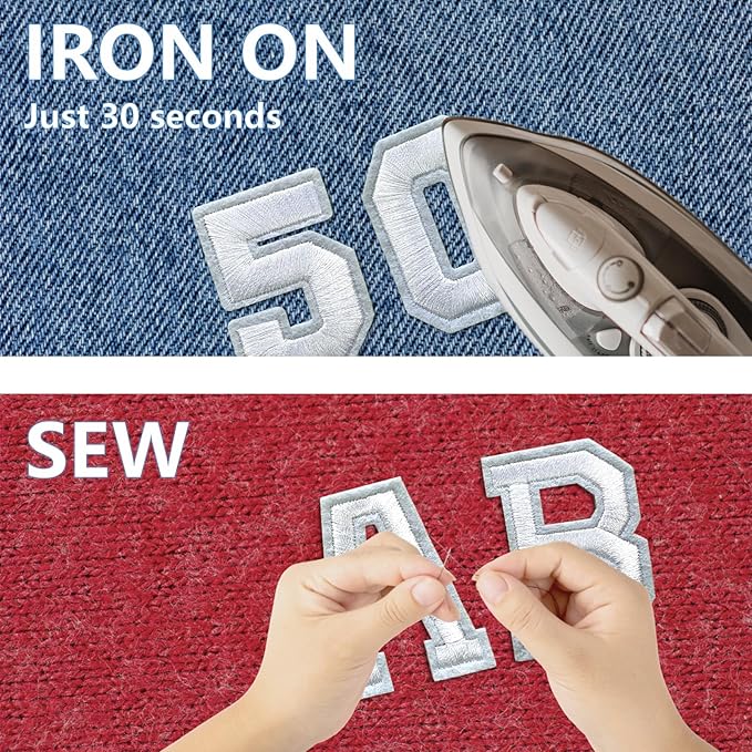 Letter and Number Iron On Patches, A-Z Alphabet and Numbers 0-9 Embroidery - Image 4