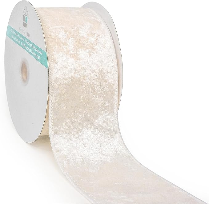 Ivory Velvet Ribbon 2.5 Inch x 10 Yards by CTCRAFTLLC