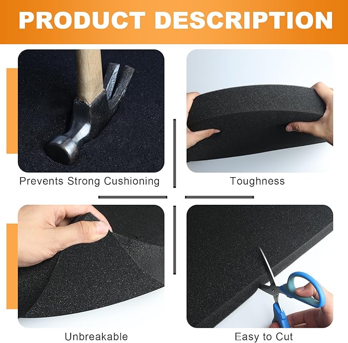 Eunice 4Pcs 12 x 12 x 0.4 Inch Polyurethane Foam Sheets & 4Pcs 12 x 12 x 2 Inch - Image 3