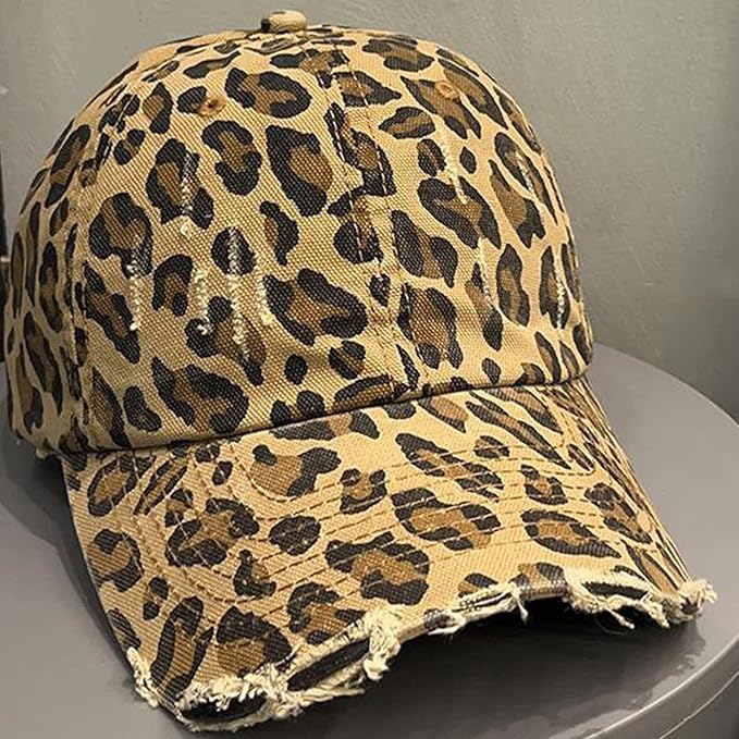 Baseball Hats for Women Men Adjustable Leopard Print Dad Trucker Hat Cotton Sun Protection Caps Sports Golf Medium