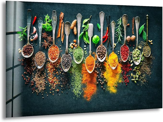 My Photostation.com 35.5Wx30H'' Spoon Spices Glass Wall ArtTempered Glass by MyPhotostation