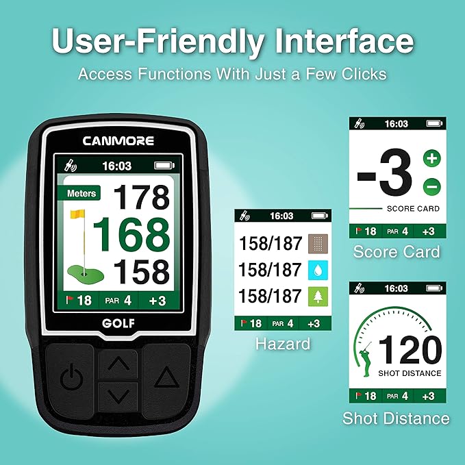 CANMORE HG200 Golf GPS - (Turquoise) Water Resistant Full Color Display with 41,000+ Essential Golf Course Data and Score Sheet - Free Courses Worldwide