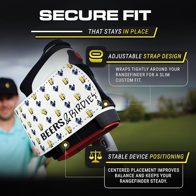 STICKIT Magnetic Rangefinder Strap | Strong Magnet Securely Holds to Golf Carts and Golf Clubs for Easy Access | Slim, Form Fitting, Size Adjustable