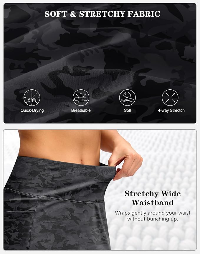 Women's Golf Skirts Skort 4 Side Pockets High Waisted Stretchy Tennis Skirt with Short Athletic Casual
