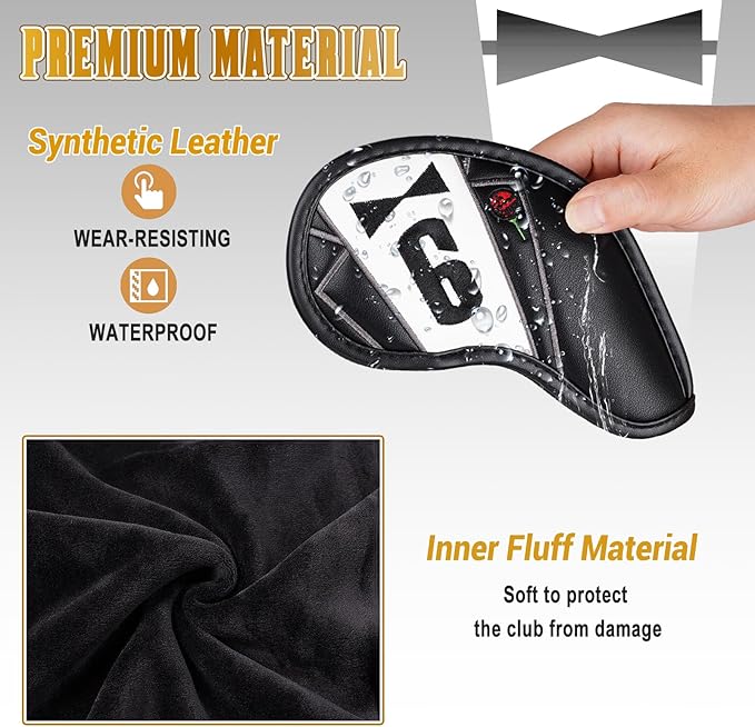 The Golf Father Funny Golf Club Covers, Driver Fairway Wood Hybrid Headcover, Mallet Putter Covers Blade Headcovers Putter Cover Magnetic, Black and White Color Iron Covers for Most Brands