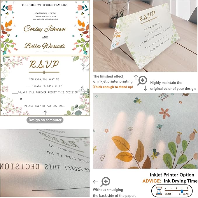 Thick Translucent Vellum Paper, Oplymio 42 Sheets 167GSM Printable Vellum Paper - Image 3
