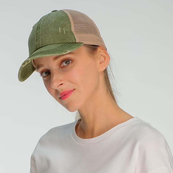 C.C Ponycap Messy High Bun Ponytail Adjustable Glitter Mesh Trucker Baseball Cap