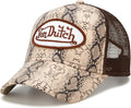 Von Dutch Unisex Trucker Hat - Velvet Curved Bill Mesh Back Retro Classic Adjustable Snapback Baseball Cap for Men and Women