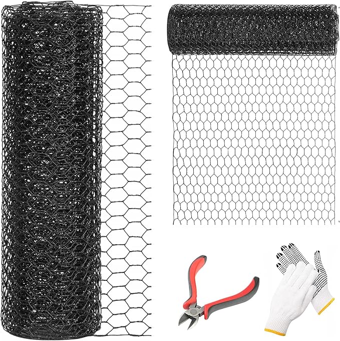 48'' x 50' Black Chicken Wire Fencing, 1 inch Chicken Wire and 20 Gauge Poultry by DOLEMODUO