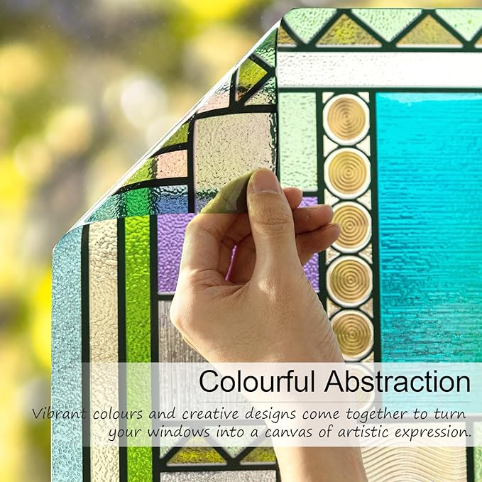 LuminManta 3D Stained Glass Window Privacy Film, Heat Control UV Blocking - Image 7